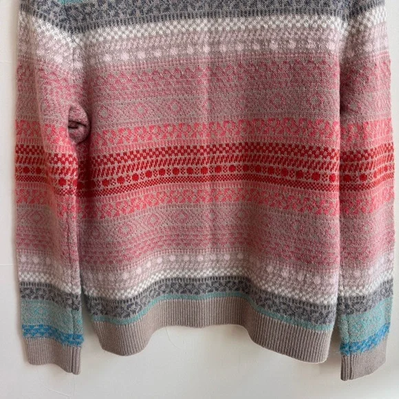 Talbots Pastel Multicolor Fairisle Stripe Lambswool Round Neck Womens Size M - Picture 8 of 12